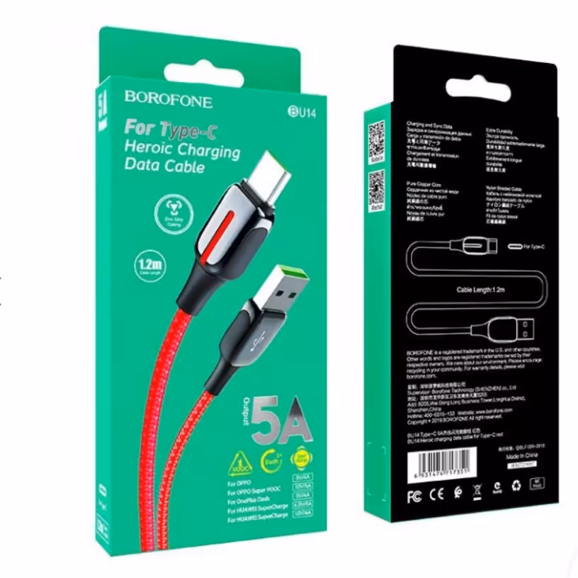 کابل شارژ تایپ سی بروفون مدل BU14 به طول 1.2 متر