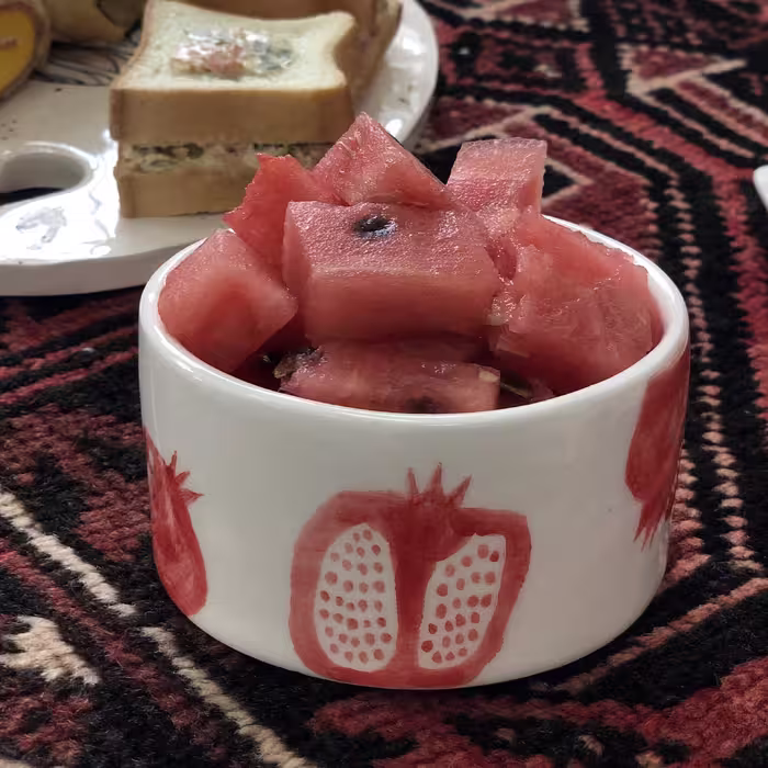 پیاله دستساز  طرح انار. نقاشی شده با دست و لعابکاری شده