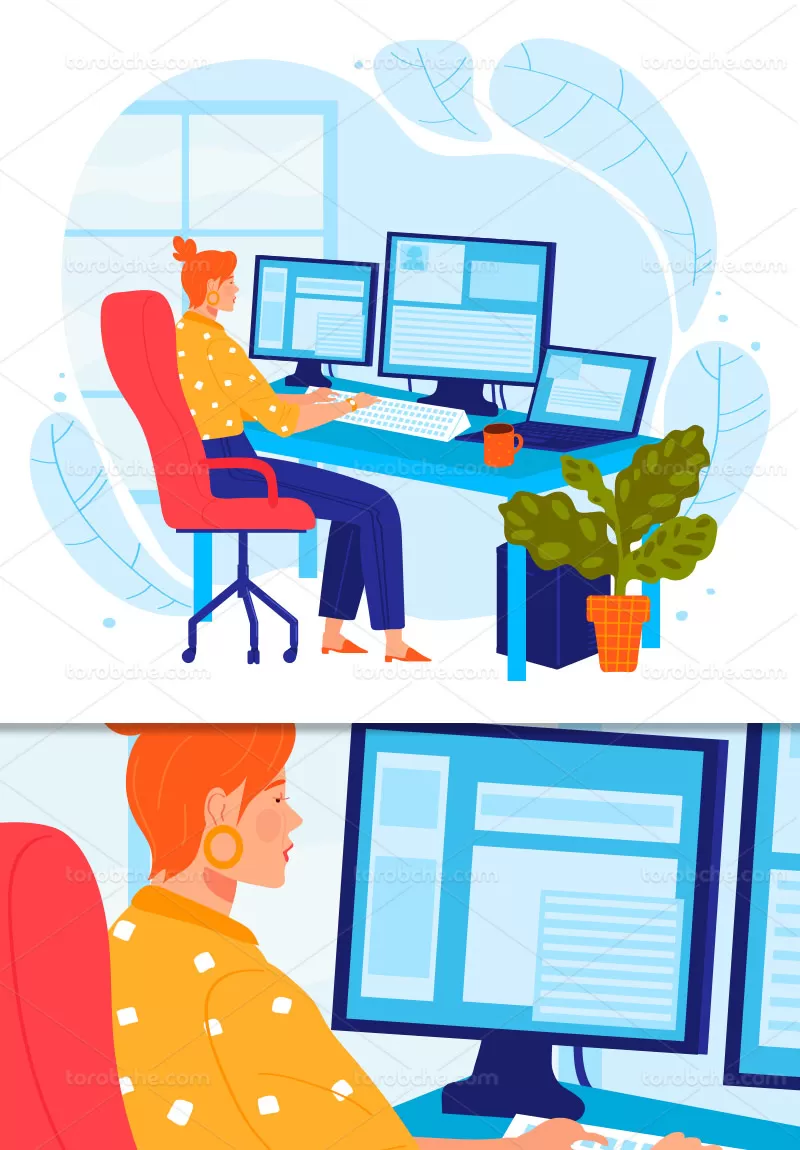 وکتور دفتر کار با کیفیت | گرافیک با طعم تربچه