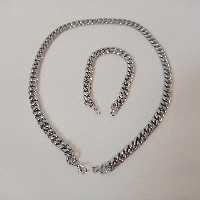 دستبند و گردنبند مسی آبکاری کروم طرح کارتیر زنجانیها