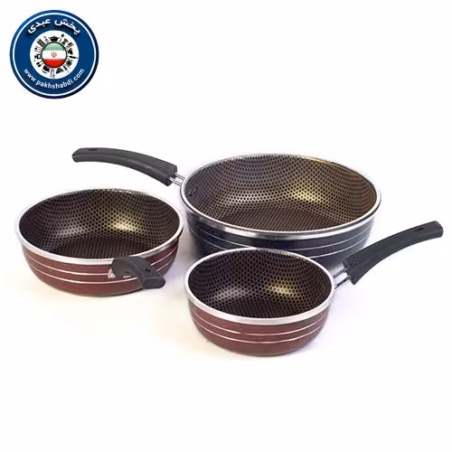 تابه سه عددی تک دسته طرح چدن