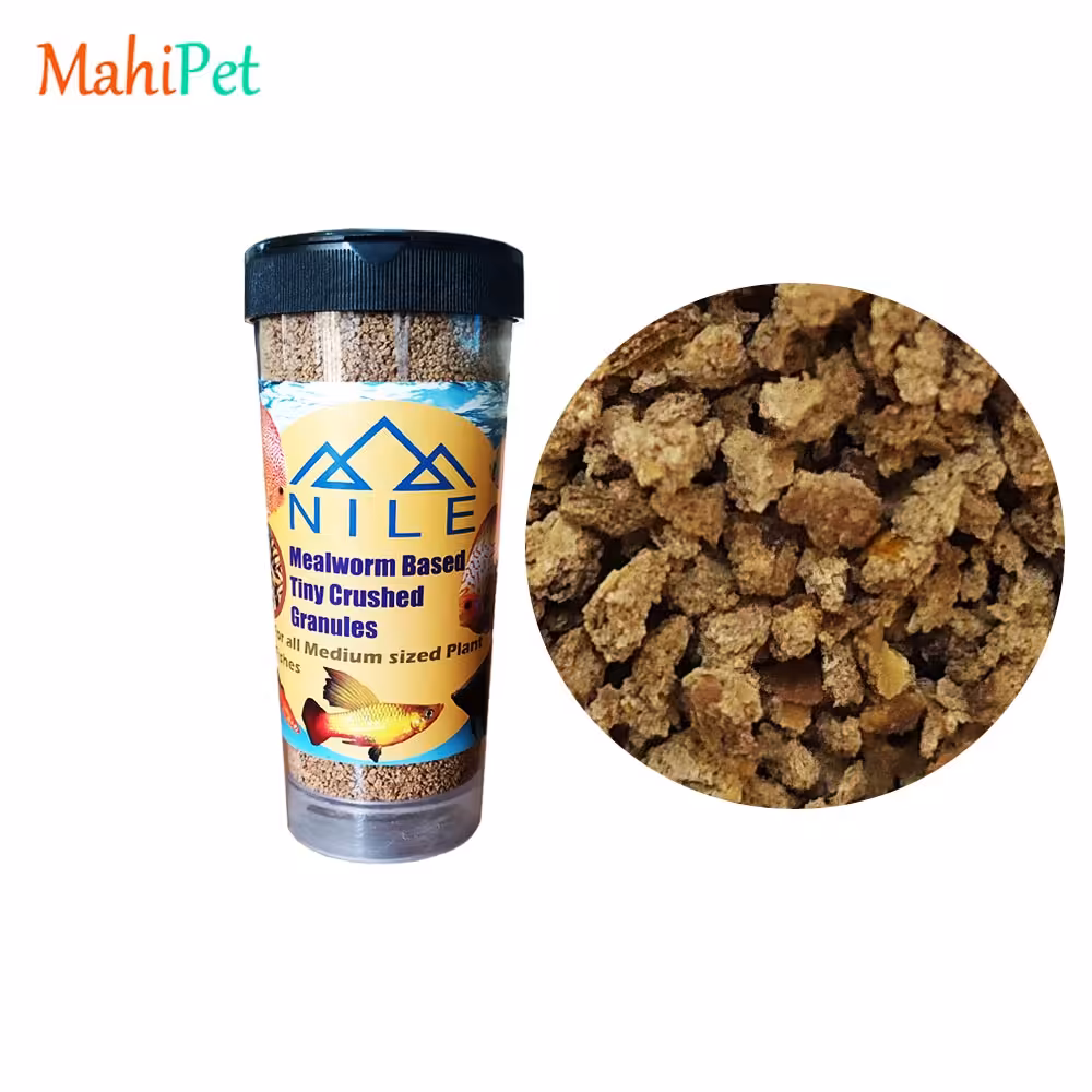 غذای ارگانیک ماهیان نیل برپایه میل ورم سایز 4 میلی متر حجم 300 میلی لیتر
