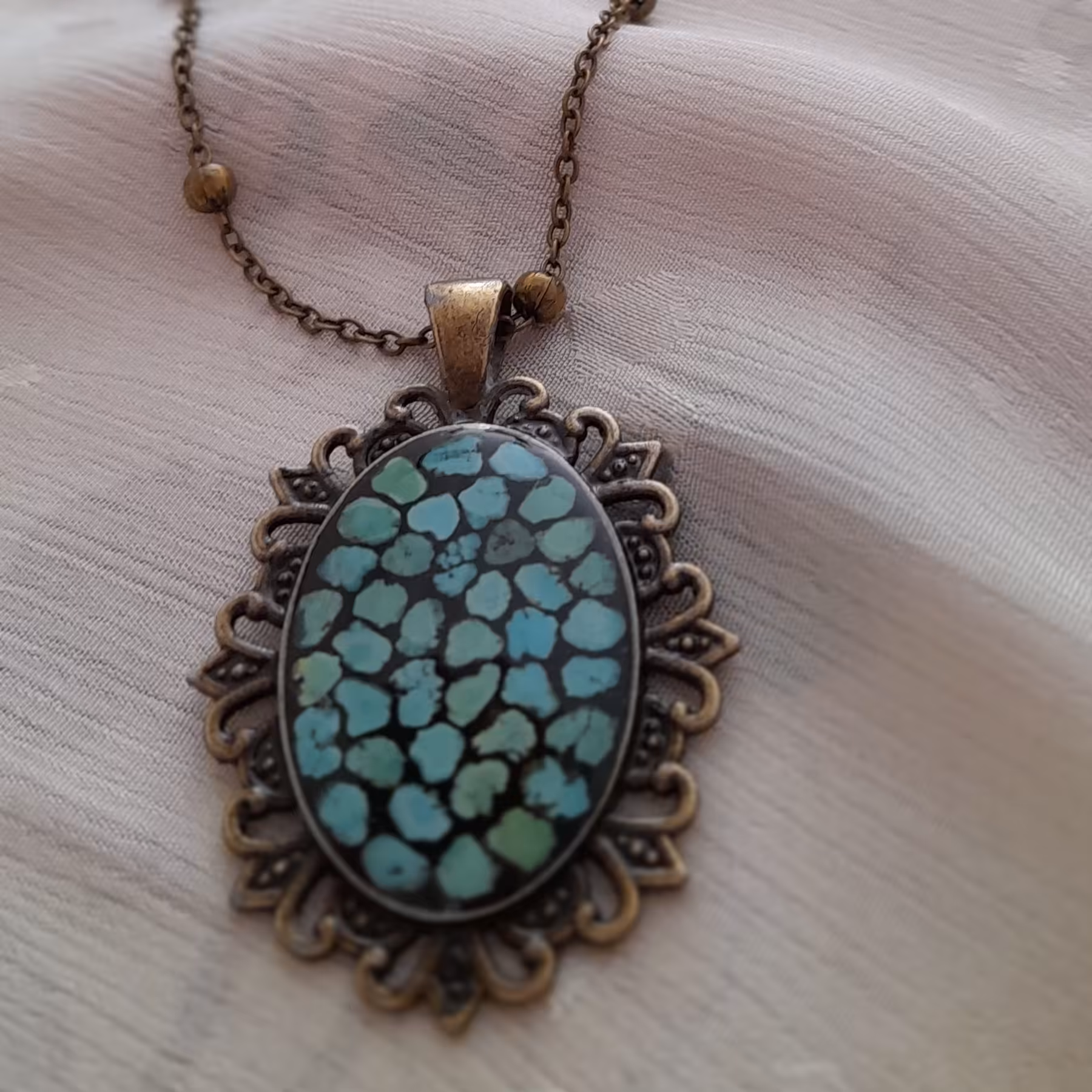 گردنبند فیروزه کوب(دستساز)