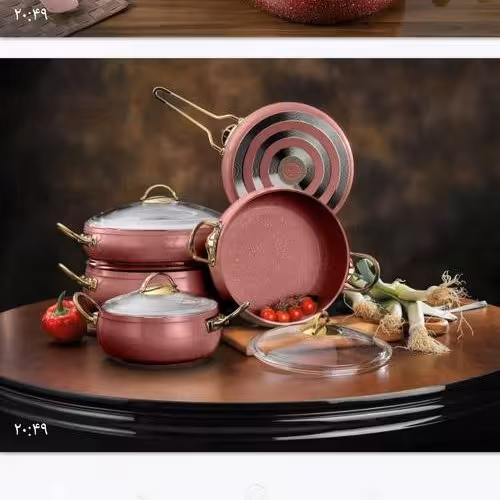 سرویس قابلمه 10 پارچه  خمره ای رزگلد  فورج  پی ام تی 

