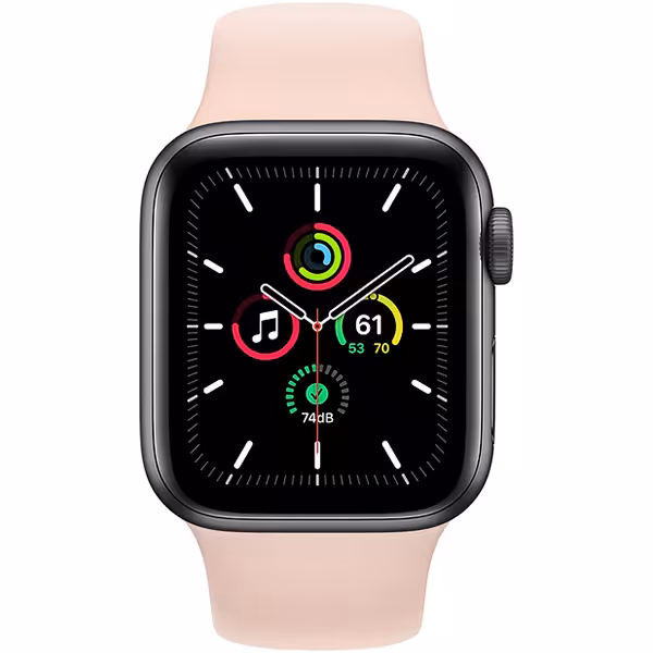 سری اس ای آلومینیوم 44 میلیمتری مردانه قاب مشکی با بند اسپرت صورتی - Hiapple.ir