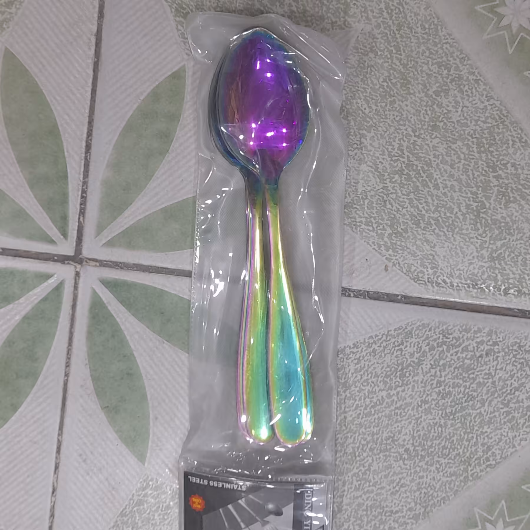 قاشق استیل هفت رنگ رنگ ثابت 6 عددی