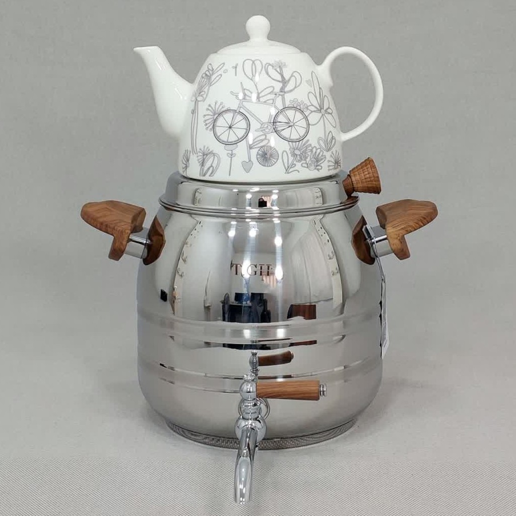 کتری و قوری کف چدن 6.5 لیتر قیطاسی طلایی T.GH کد 8065