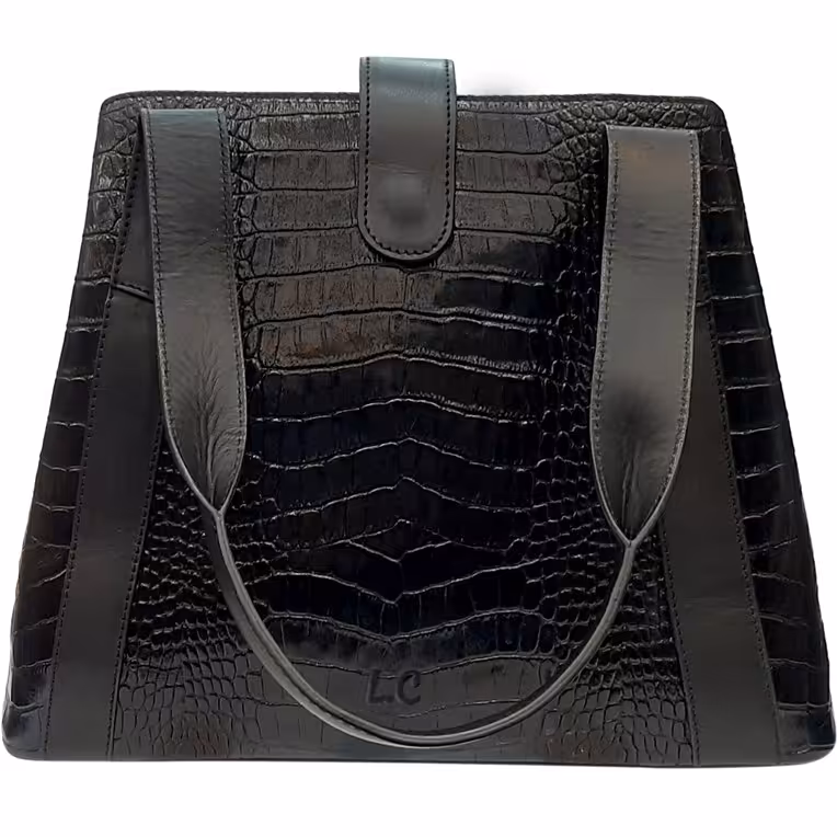 کیف دستی چرم طبیعی زنانه 902N مشکی کروکودیلی