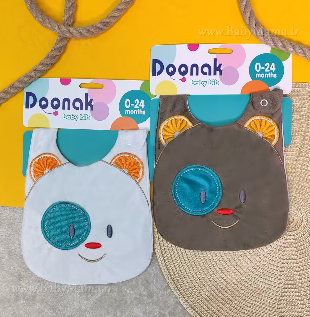 پیش بند دکمه ای مخمل گلدوزی خرس