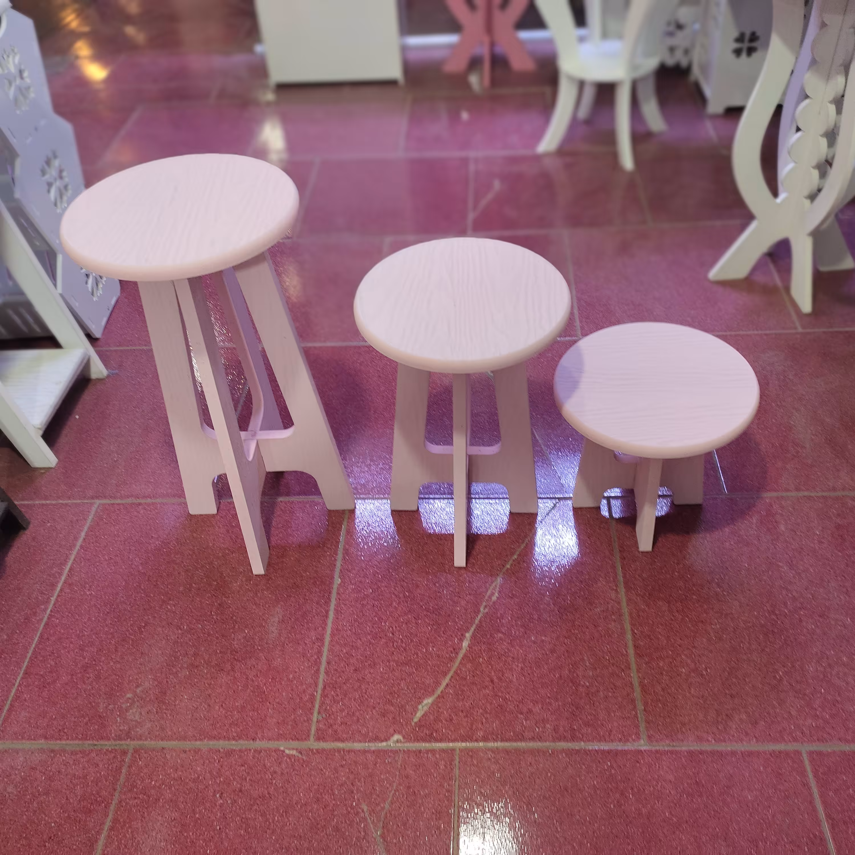 پایه گلدان های سه تایی پایه ساده کالباسی رنگ