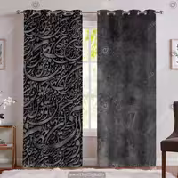 پرده چاپی طرح خطاطی زمینه تیره SM-13601
