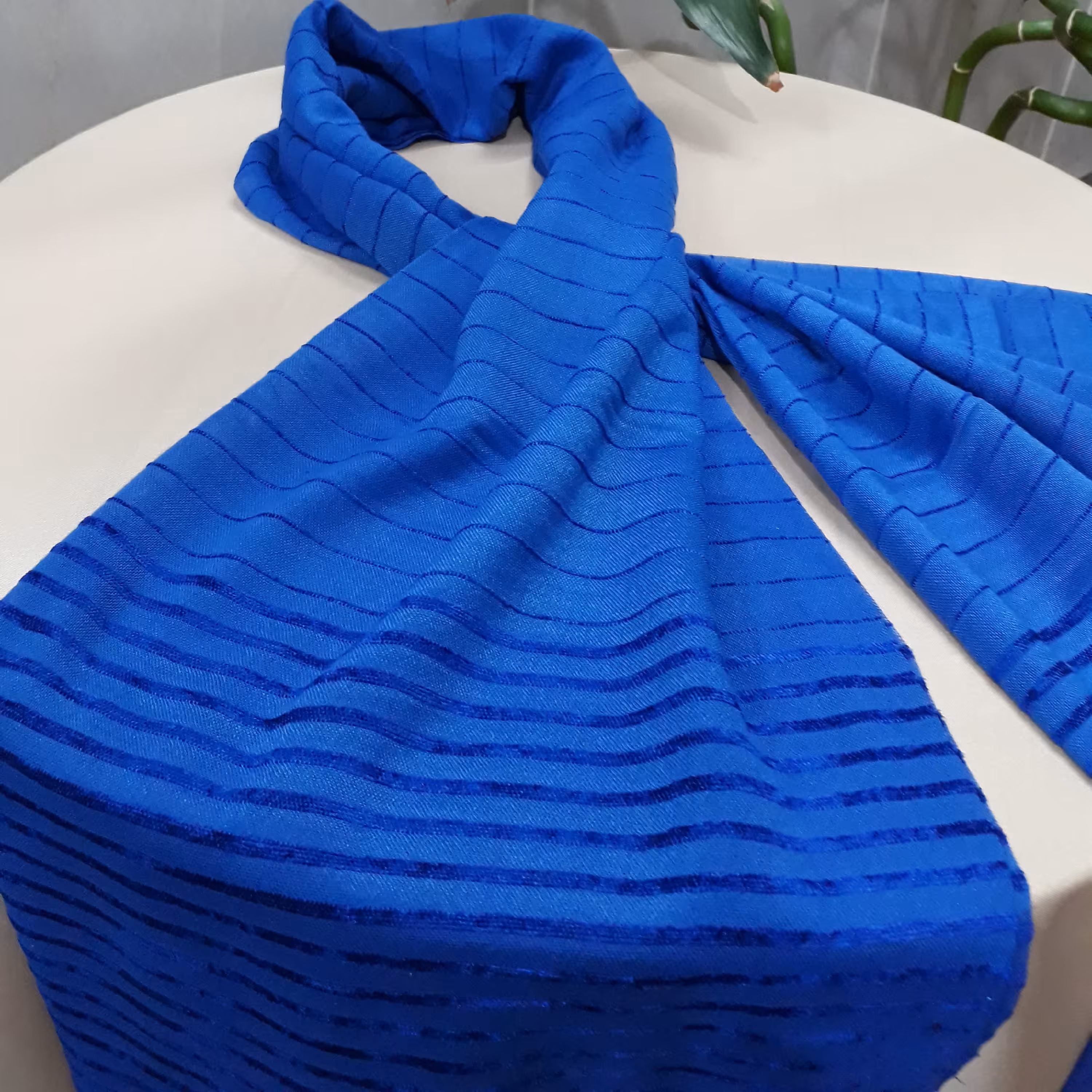 شال نخی ساده دانتل دار