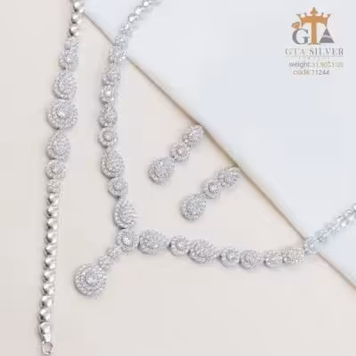 سرویس طرح جواهر زنانه جنس نقره عیار 925 کد 11244