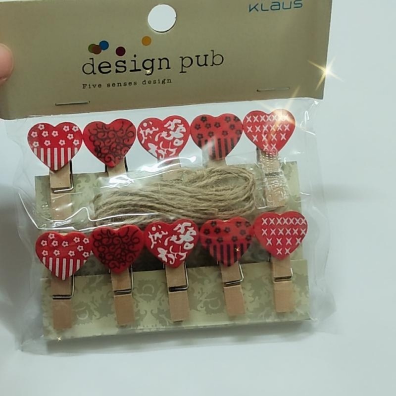 گیره کاغذ چوبی طرح قلب (همراه با ریسه)