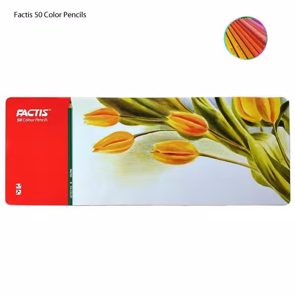 مداد رنگی 50 رنگ فکتیس جعبه فلزی