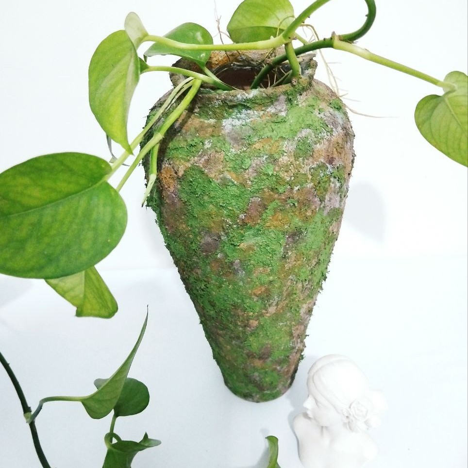 گلدان سفالی دکوراتیو ارتفاع 31 cm تکنیک جلبک ضدآب