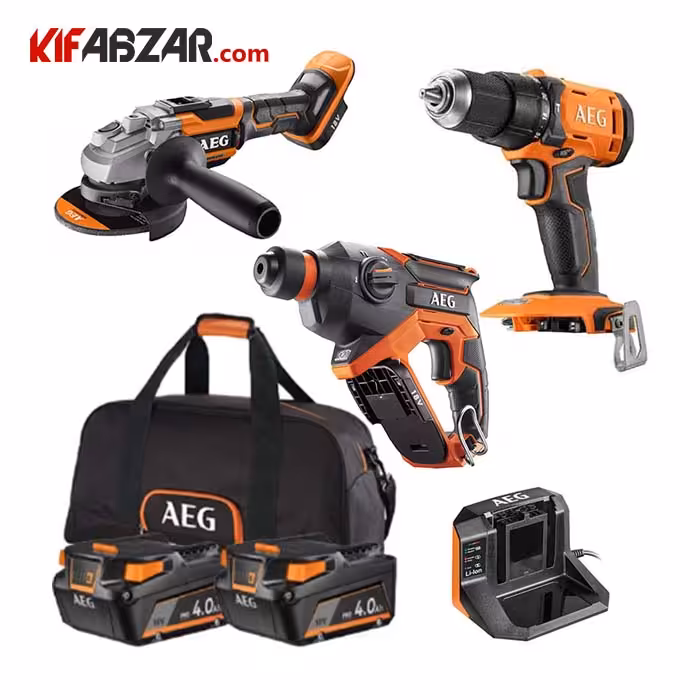 کیت دریل چکشی و مینی فرز و بتن کن شارژی آاگ مدل JP18H3 402