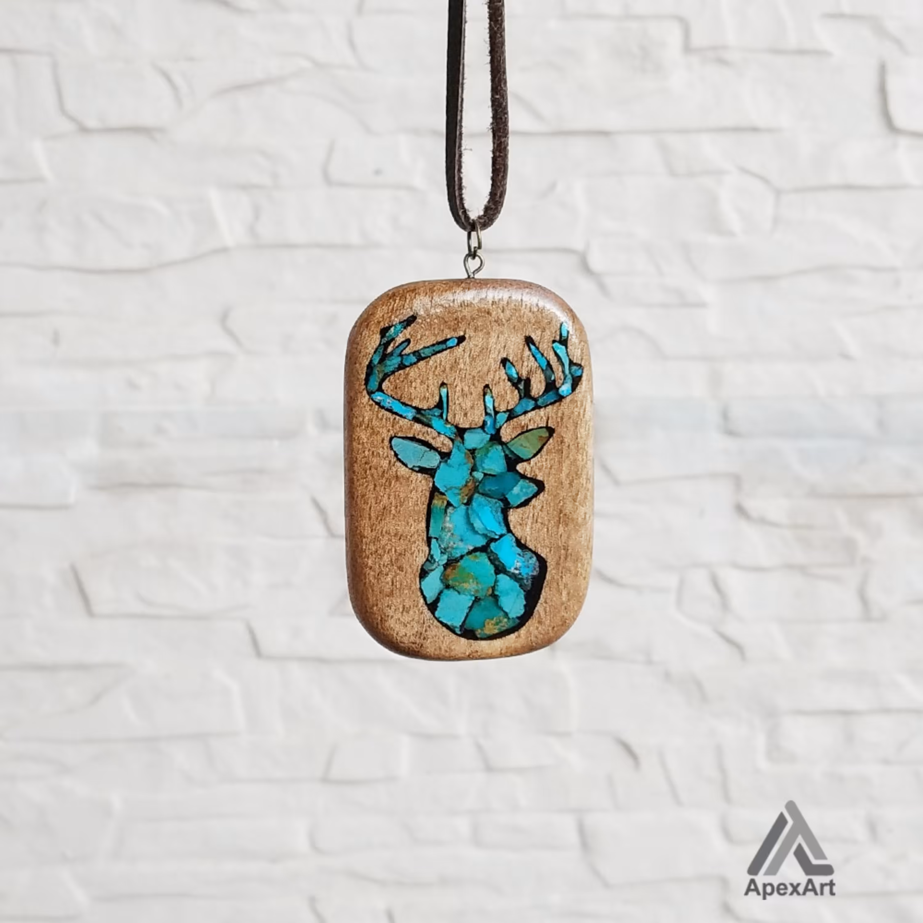 گردنبند فیروزه کوبی شده طرح سر گوزن