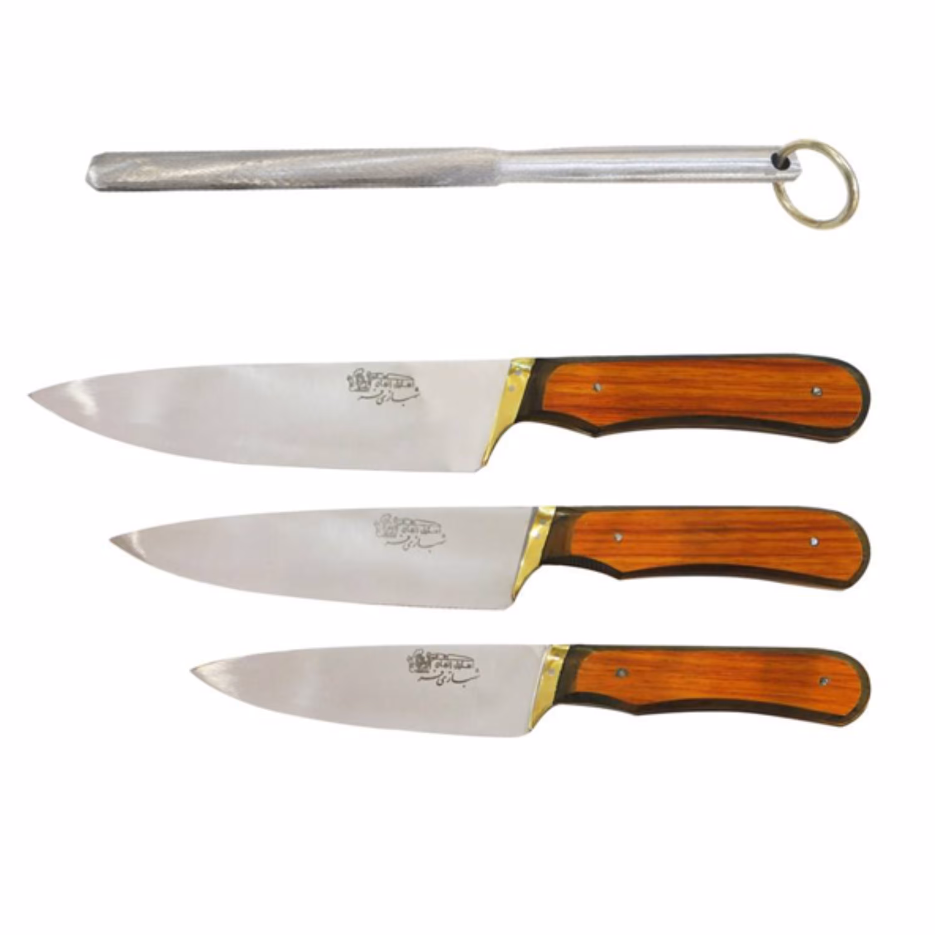 ست چاقوی 3 پارچه آشپزخانه مدل شهبازی فر SM3 به همراه چاقو تیز کن