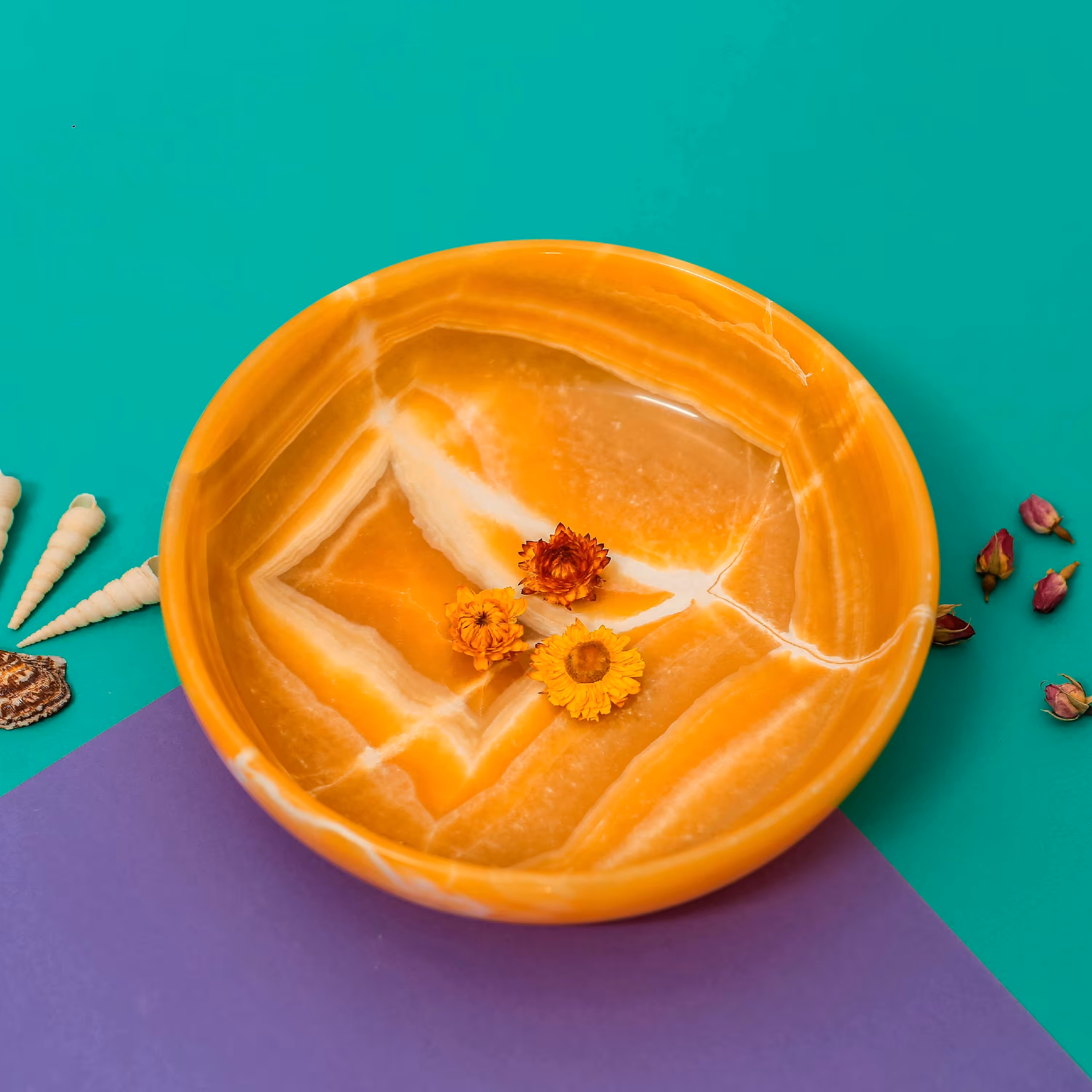 کاسه ی سنگی میوه خوری ، کاسه ی آجیل خوری سنگی  ،سنگ طبیعی مرمر پرتغالی رگه سفید ، کد محصول 0095