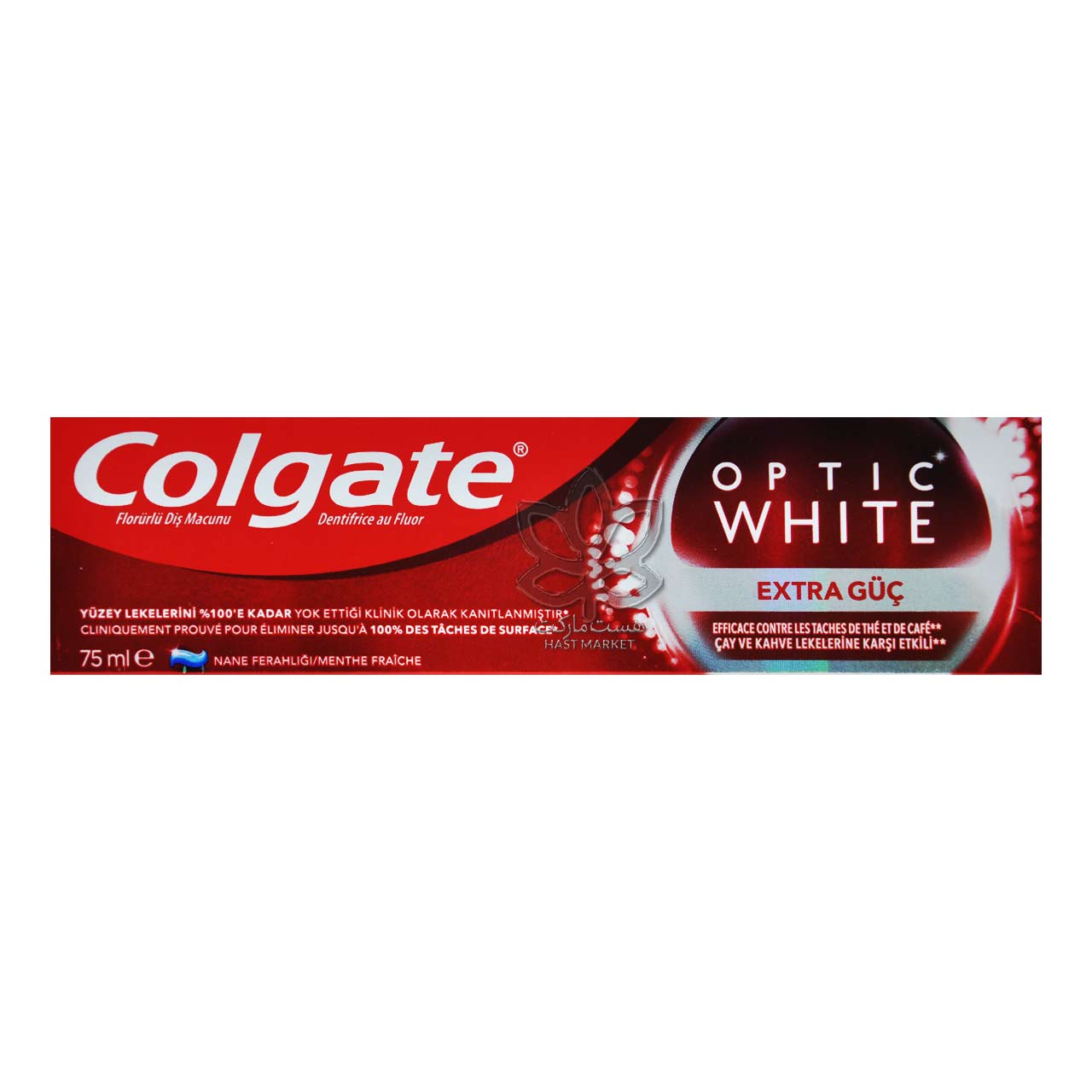 خمیر دندان سفید کننده و لکه بر قوی نعنا یخی 75 میل اپتیک وایت کولگیت - colgate