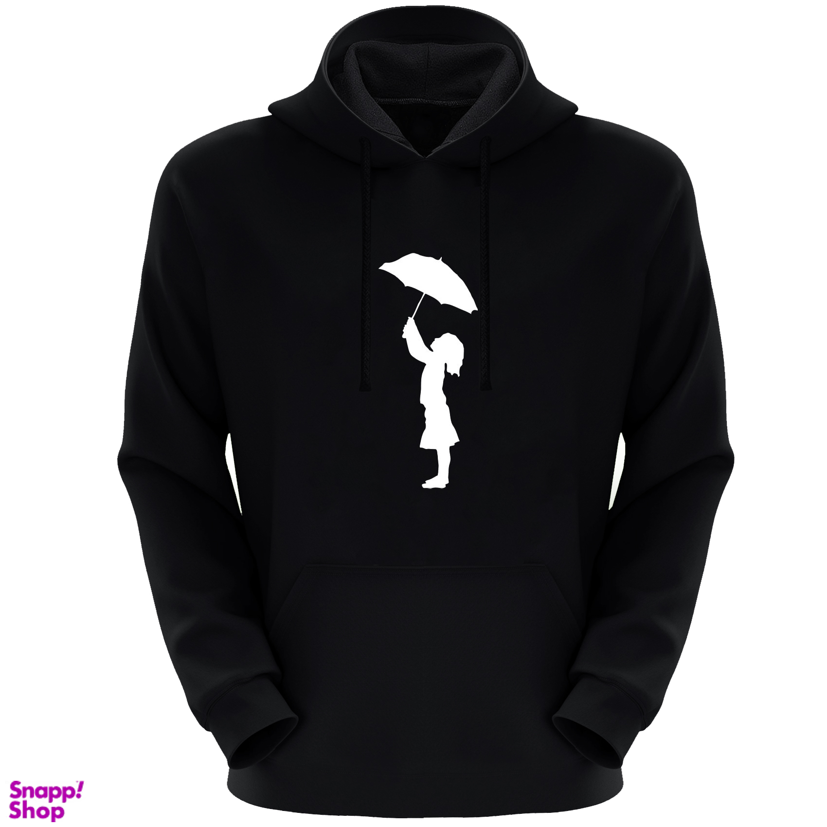 هودی زنانه مدل دختر چتر F317 رنگ مشکی