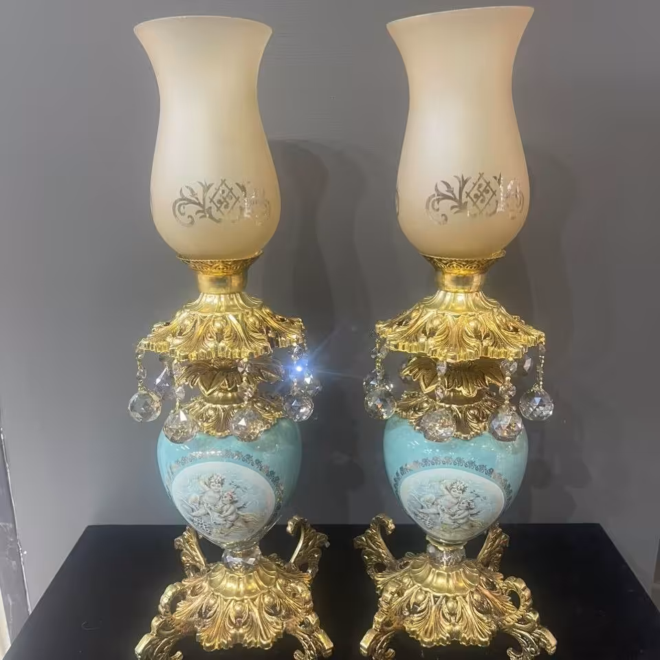 شمعدان کریستال جفت دارای چند رنگ آلومینیوم زاماک رنگ ثابت آبکاری درجه یک ارسال پسکرایه تهران اسنپ شهرستان باربری