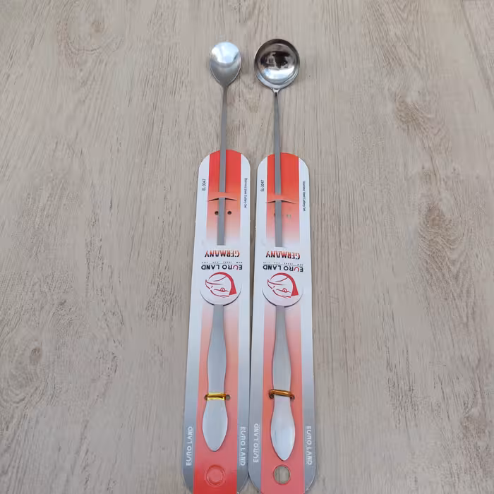 قاشق و ملاقه فانتزی شربت خوری بلند . قاشق و ملاقه بلند 1عددی همزن پارچ مارک یورو لند ساخت آلمان طول 31سانت