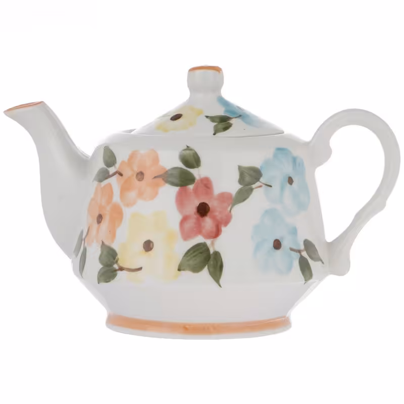 قوری سرامیکی طرح بهار گل ها مدل لندنی کد SHEX106 ( پس کرایه )