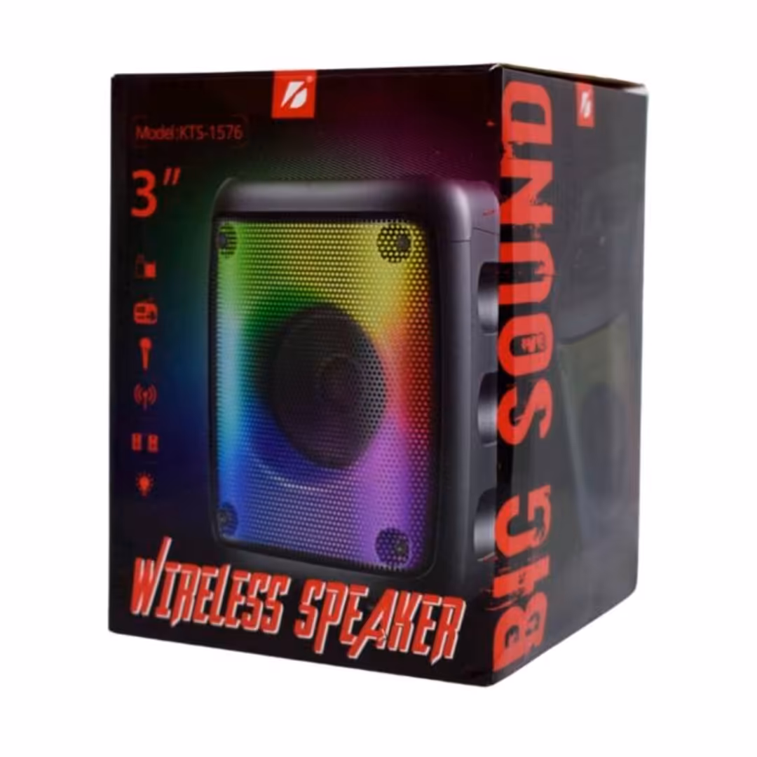 اسپیکر بلوتوثی شارژی KTS 1576 همراه با پورت AUX و تغییر رنگ