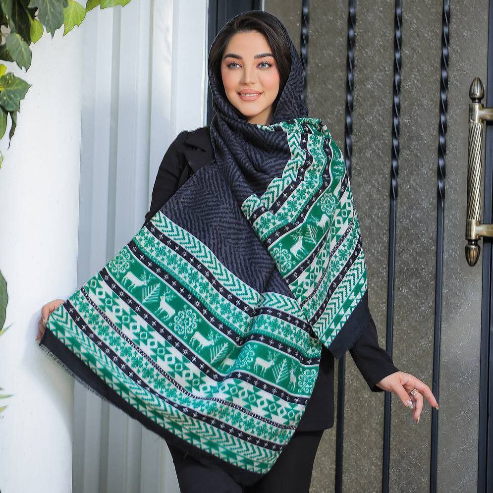 شال موهر مشکی و سبز