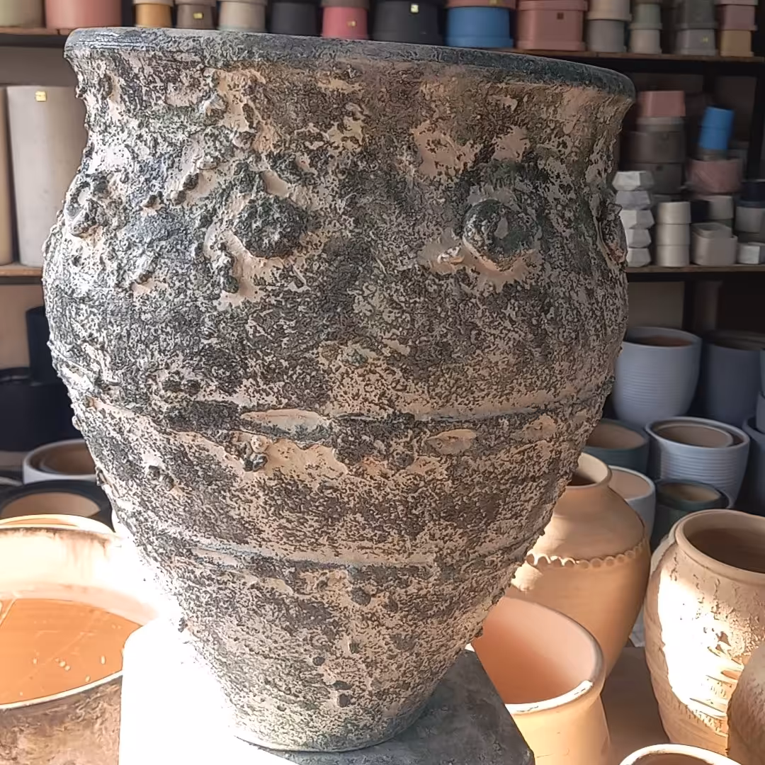 گلدان سفالی پتینه ، سایز دهنه 30cm, ارتفاع 40cm