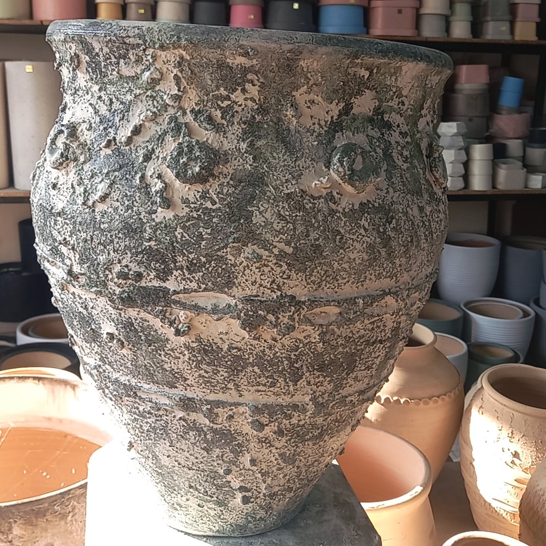 گلدان سفالی پتینه ، سایز دهنه 30cm, ارتفاع 40cm