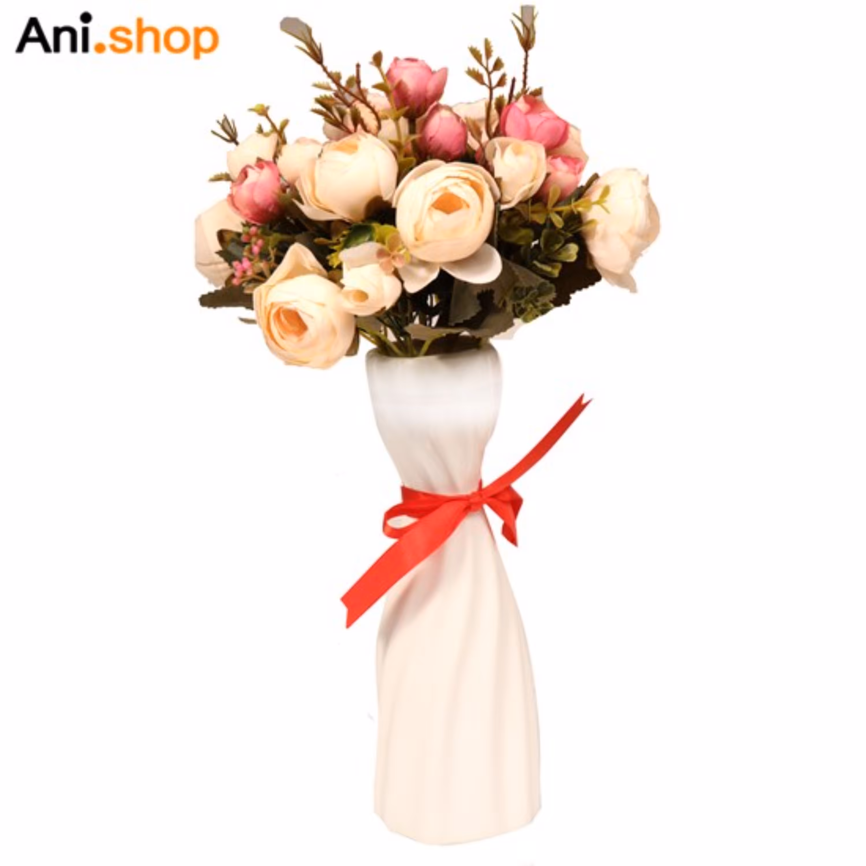 دکوری گلدان سرامیکی همراه با گل