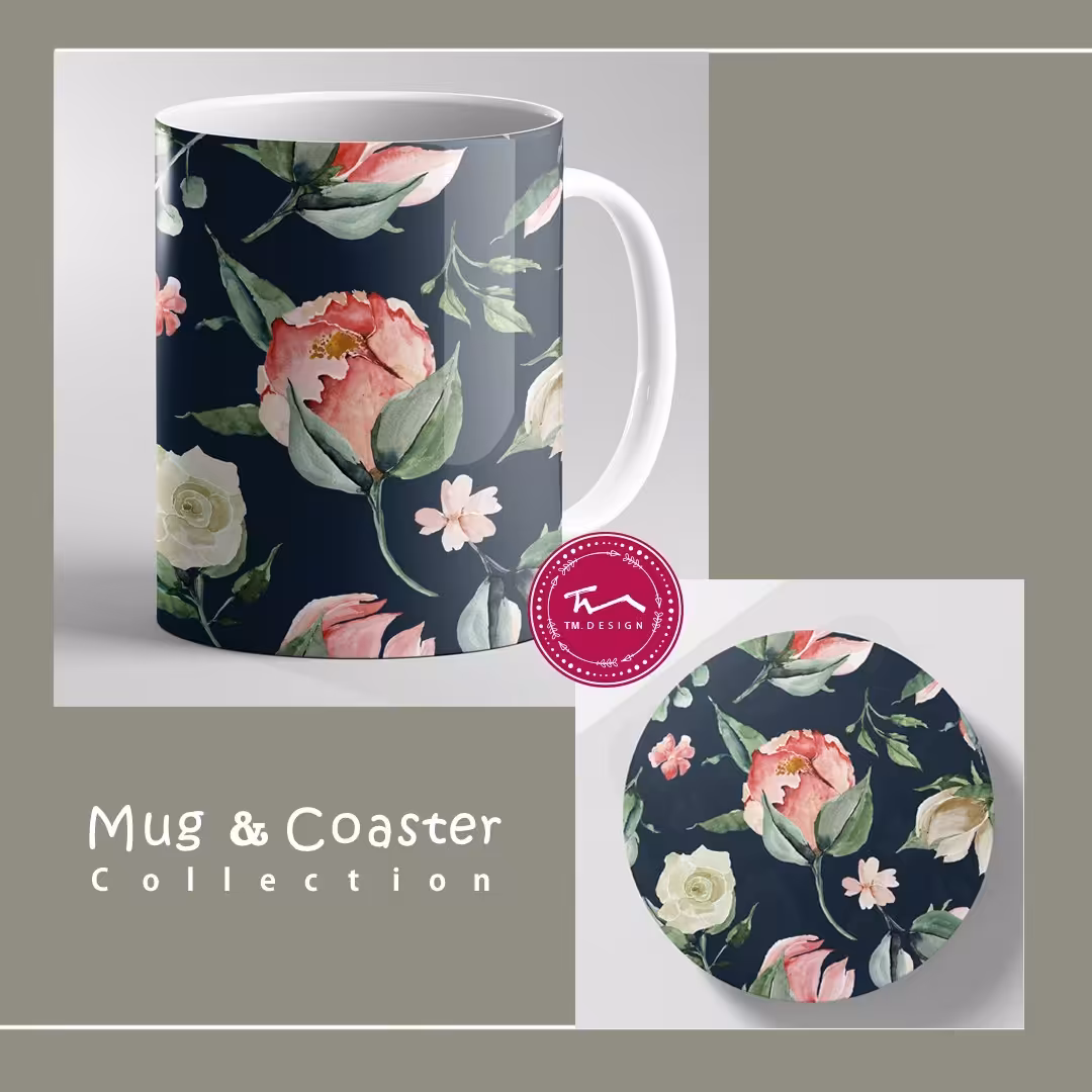 ست ماگ و زیرلیوانی طرح باغ بهشت 2 - چاپ سابلیمیشن - کیفیت چاپ و بسته بندی عالی 