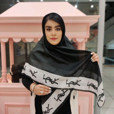 روسری نخی روسری سوپر نخ روسری مشکی حاشیه سفید
