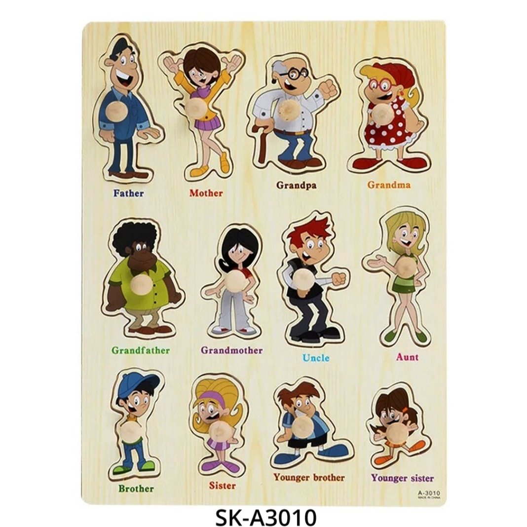 پازل چوبی جاگذاری دکمه ای مدل اعضای خانواده