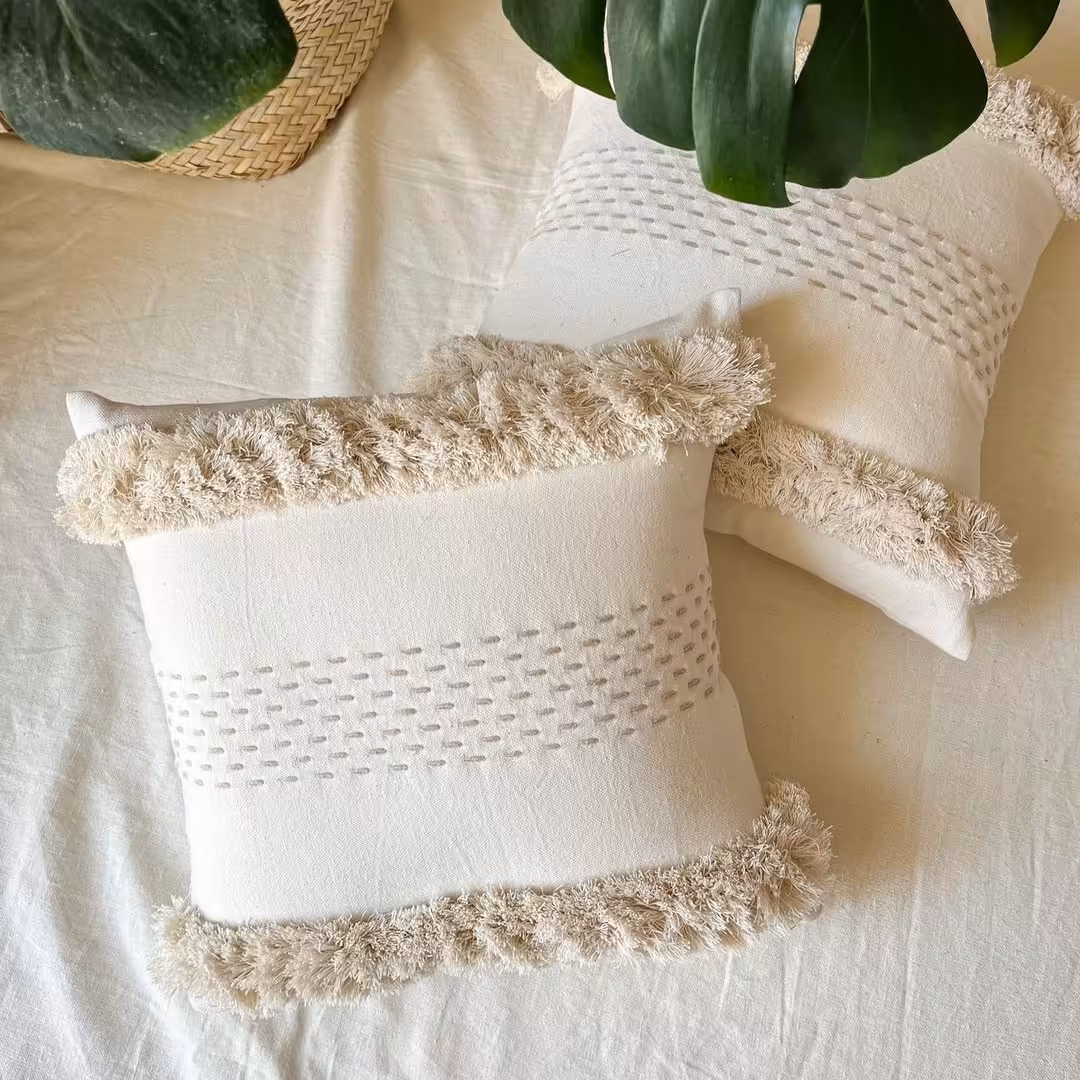 کاور کوسن خاص و متفاوتِ تلفیق مکرومه و کوک ،ابعاد40در40