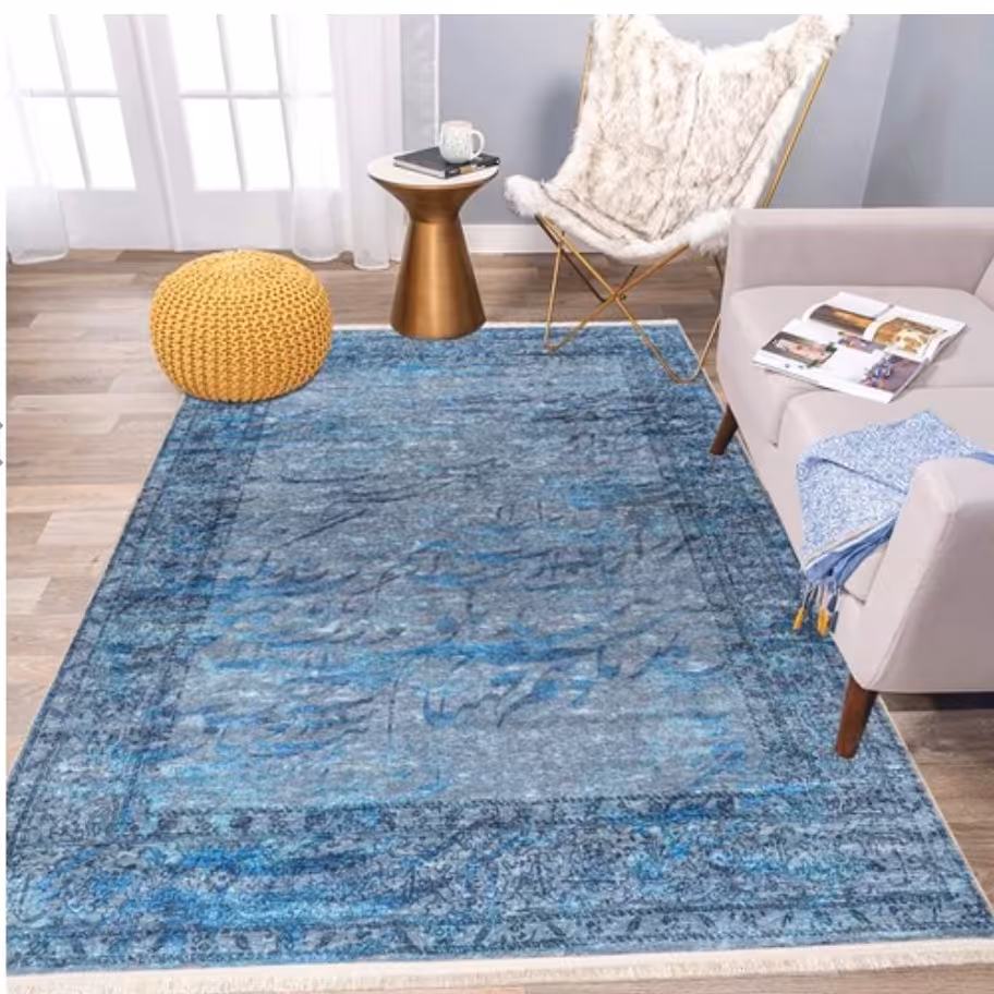 فرش ماشینی وینتیج 12متری 700 شانه تراکم 3300 کلاریس رنگ آبی  کد M100642