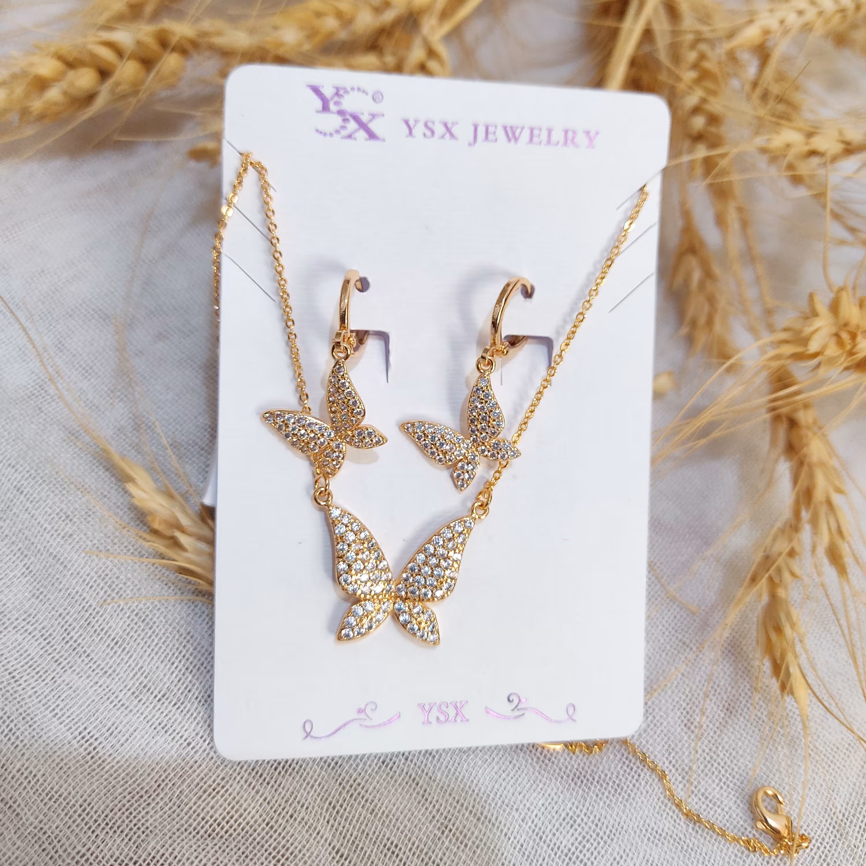 نیمست پروانه نگین دار برند ysxاستیل رنگ ثابت  فوق‌العاده جذاب 