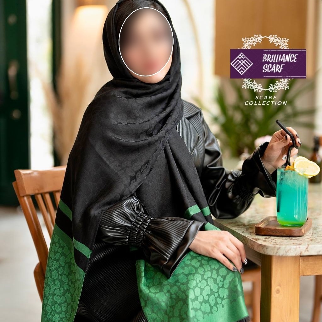 شال مجلسی و اسپرت ژاکارد مشکی و سبز