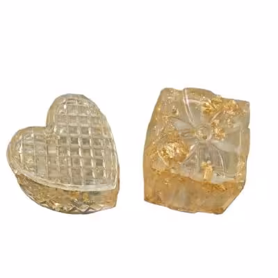 ست دوتایی جعبه قلبی و مربع پاپیونی طلایی