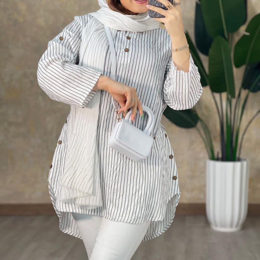 تونیک راه راه زنانه نخ اعلا فری سایز دارای رنگبندی متنوع