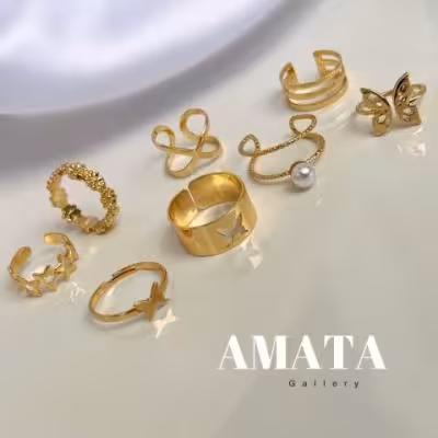 پک انگشتر کاپلی پروانه فری سایز طلایی