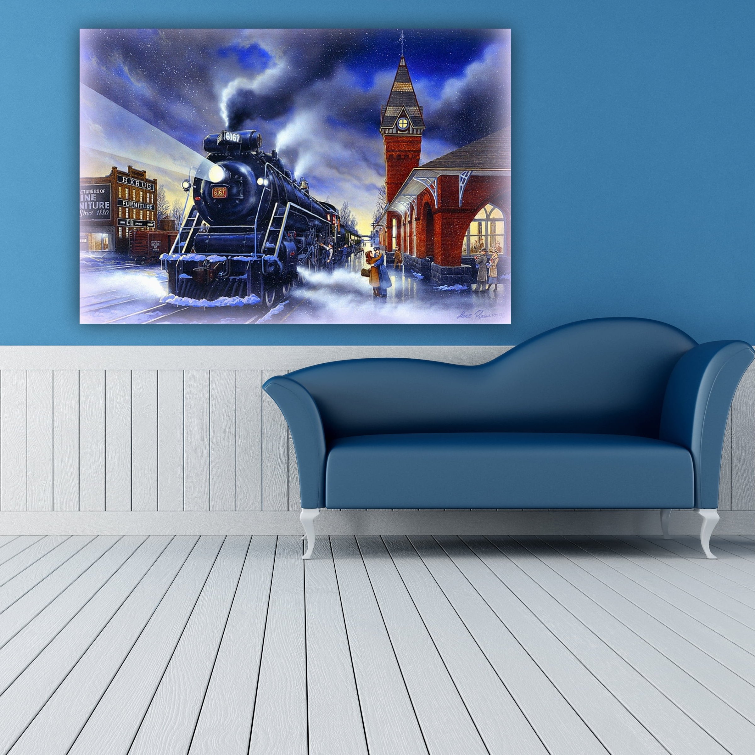 تابلو  بوم طرح قرار عاشقانه در برف