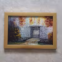 نقاشی رنگ روغن روی تخته سه لا کوچه باغ اندازه 35در 25