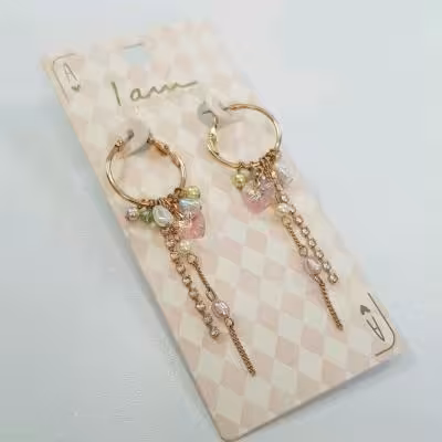 گوشواره مجلسی حلقه ای آویز دار ، کار شده با مروارید آب شیرین اصل