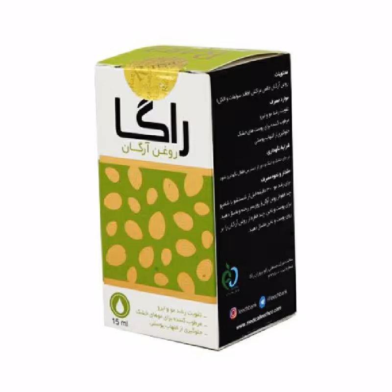 روغن آرگان اصل در بسته بندی پت18mil رنگ قهوه ای کمرنگ و شفاف برندراگاraga