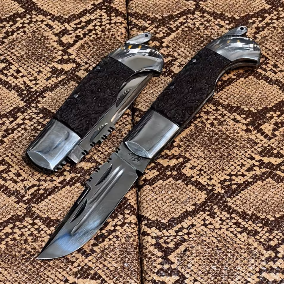 چاقو دنده ای فولاد 7 آتشه دسته طرح شاخ