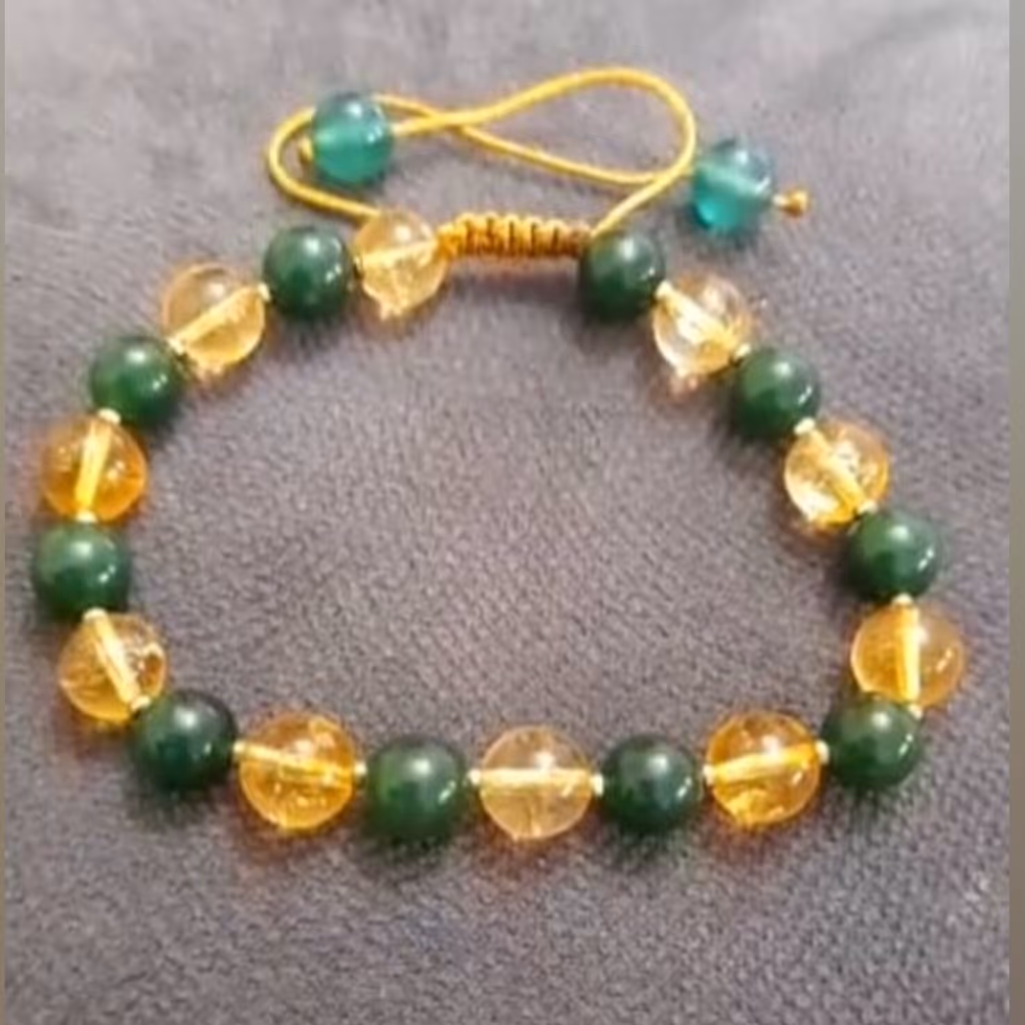 دستبند سنگ سیترین و یشم بسیار باکیفیت